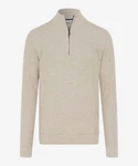 Brax Strickpullover Troyer Steffen Regular Fit Braun/Khaki/Beige/Grau