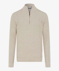 Brax Strickpullover Troyer Steffen Regular Fit Braun/Khaki/Beige/Grau