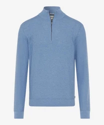 Brax Strickpullover Troyer Steffen Regular Fit Blau/Hellblau