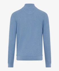 Brax Strickpullover Troyer Steffen Regular Fit Blau/Hellblau