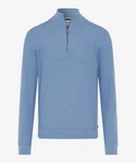 Brax Strickpullover Troyer Steffen Regular Fit Blau/Hellblau