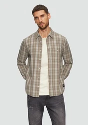s.Oliver Langarmhemd Regular Fit Braun/Beige/Khaki