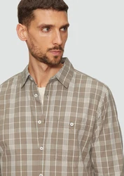 s.Oliver Langarmhemd Regular Fit Braun/Beige/Khaki