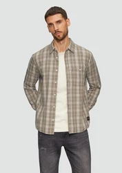 s.Oliver Langarmhemd Regular Fit Braun/Beige/Khaki