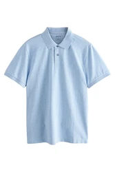 Next Poloshirt Slim Fit Piqu-Polohemd Hellblau/Blau