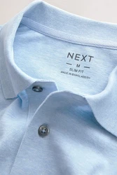 Next Poloshirt Slim Fit Piqu-Polohemd Hellblau/Blau
