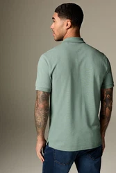 Next Poloshirt Slim Fit Piqu-Polohemd Grün/Hellgrün/Hellblau