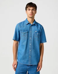 Wrangler Kurzarmhemd Western Blau/Hellblau