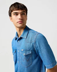 Wrangler Kurzarmhemd Western Blau/Hellblau