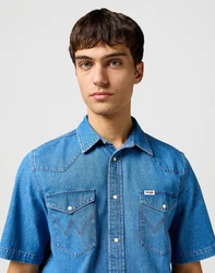 Wrangler Kurzarmhemd Western Blau/Hellblau