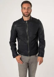 Lederjacke MMChesney mit Reiverschluss, Reiverschlusstaschen, Ziersteppung