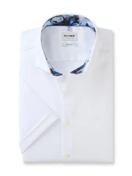 OLYMP Kurzarmhemd Level 5 Weiß/Blau