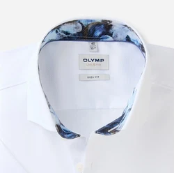 OLYMP Kurzarmhemd Level 5 Weiß/Blau