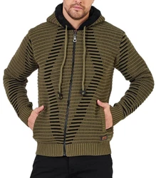 Baxboy Strickpullover Kapuzenpullover Jacke Dunkelgrün/Khaki