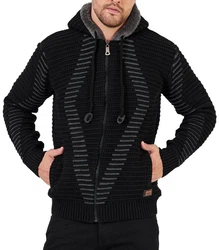 Baxboy Strickpullover Kapuzenpullover Jacke Schwarz/Dunkelgrau