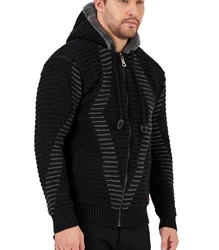 Baxboy Strickpullover Kapuzenpullover Jacke Schwarz/Dunkelgrau