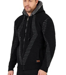 Baxboy Strickpullover Kapuzenpullover Jacke Schwarz/Dunkelgrau