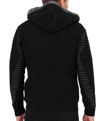 Baxboy Strickpullover Kapuzenpullover Jacke Schwarz/Dunkelgrau