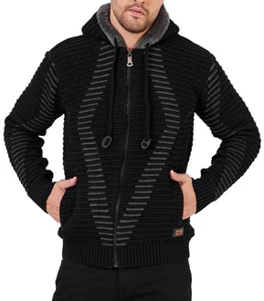 Baxboy Strickpullover Kapuzenpullover Jacke Schwarz/Dunkelgrau