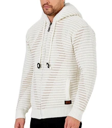 Baxboy Strickpullover Kapuzenpullover Jacke Weiß/Creme/Beige