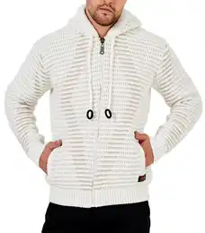 Strickpullover Herren Geftterte Winter Kapuzenpullover Reiverschluss Jacke