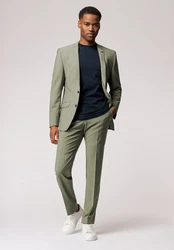 Roy Robson Anzughose Modischer Anzug Slim Fit Grün/Hellgrün