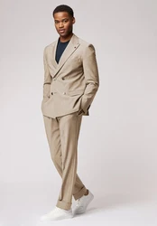 Roy Robson Anzughose 2-Reiher Slim Fit Beige/Khaki
