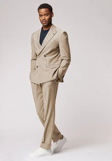 Roy Robson Anzughose 2-Reiher Slim Fit Beige/Khaki