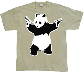 BANKSY T-Shirt Panda Beige/Dunkelgrün/Khaki/Braun/Gelb