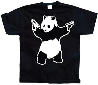 BANKSY T-Shirt Panda Schwarz/Beige/Gelb
