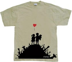 BANKSY T-Shirt Finally Beige/Braun/Dunkelgrün/Khaki/Rot/Gold/Creme