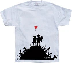 BANKSY T-Shirt Finally Lila/Weiß/Silber/Dunkelblau/Rot/Grün/Schwarz