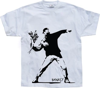 BANKSY T-Shirt Grau/Hellblau/Blau/Weiß BANKSY T-Shirt Grau/Hellblau/Blau/Weiß