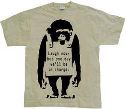 BANKSY T-Shirt Laugh Now Beige/Khaki/Gelb