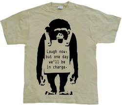 BANKSY T-Shirt Laugh Now Beige/Khaki/Gelb