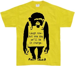 BANKSY T-Shirt Laugh Now Gelb
