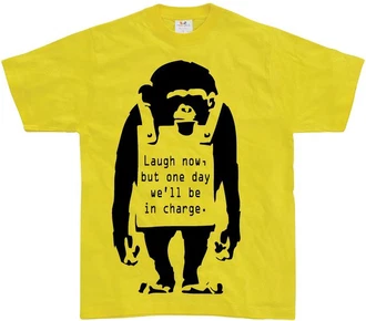 BANKSY T-Shirt Laugh Now Gelb