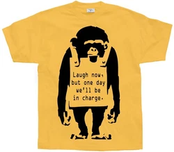 BANKSY T-Shirt Laugh Now Gelb
