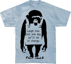BANKSY T-Shirt Laugh Now Hellblau/Türkis/Blau