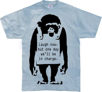 BANKSY T-Shirt Laugh Now Hellblau/Türkis/Blau BANKSY T-Shirt Laugh Now Hellblau/Türkis/Blau