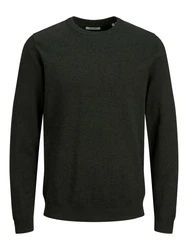 Jack & Jones Strickpullover JJEBASIC KNIT CREW NECK Dunkelgrün/Grün