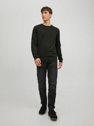 Jack & Jones Strickpullover JJEBASIC KNIT CREW NECK Dunkelgrün/Grün