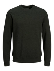 Jack & Jones Strickpullover JJEBASIC KNIT CREW NECK Dunkelgrün/Grün