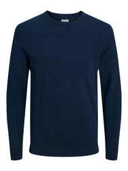 Jack & Jones Strickpullover JJEBASIC KNIT CREW NECK Marineblau