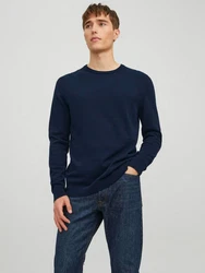 Jack & Jones Strickpullover JJEBASIC KNIT CREW NECK Marineblau