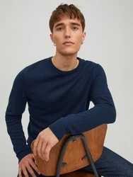 Jack & Jones Strickpullover JJEBASIC KNIT CREW NECK Marineblau