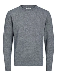 Jack & Jones Strickpullover JJEBASIC KNIT CREW NECK graumeliert