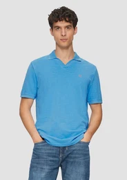 Kurzarmshirt Poloshirt aus Piqu mit Garment Dye Rippblende