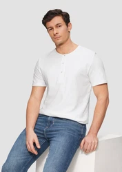 s.Oliver Kurzarmshirt Henley-T-Shirt Weiß/Grau/Creme