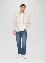 s.Oliver Kurzarmshirt Henley-T-Shirt Weiß/Grau/Creme